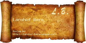 Larnhof Bere névjegykártya